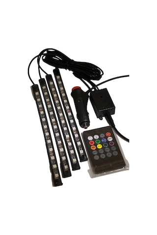 12 Ledli Ayak Altı Led Lamba Kumandalı Araç İçi Aydınlatma Sese Ve Müziğe Duyarlı Led Işık Rgb