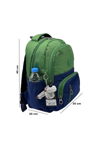 İlkokul Çantası 3'lü Set Unisex Çocuk İlk Okul Çantası Ovski-8010 Pudra-vizon Yeşil - Lacivert