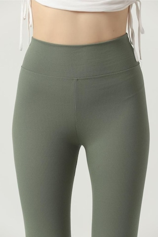 Kallima Haki Içi Polarlı Kışlık Yüksek Bel Toparlayıcı Fitilli Tayt Haki