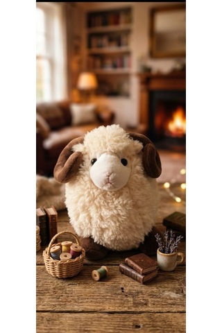 Peluş Kuzu 30 Cm Krem-kahverengi
