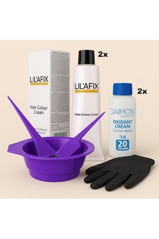 Lıl Afıx 2 Li 7-1 Küllü Kumral Boya + 2 Li %6 20hacim Oksidan + Karıştırma Kabı, Tarak & Fırça