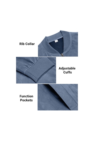 Edwardest Erkek Süet Bomber Fermuarlı Hırka Ceket Mavi