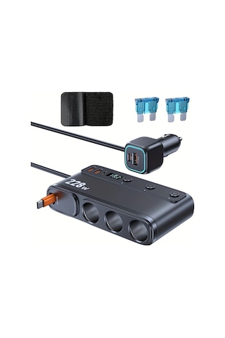 Fochsia Siyah 228w 9 İn 1 Hızlı Araba Şarj Cihazı Ekran Göstergeli Qc Pd 3.0 Bağımsız Anahtar Tüm Araçlar İçin