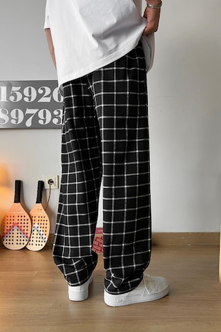 Flaw Beli Lastikli Ekose Desenli Pijama Siyah Siyah