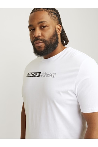 Jack & Jones Jack Jones Yazılı Erkek Büyük Beden Tişört 12243630 Beyaz