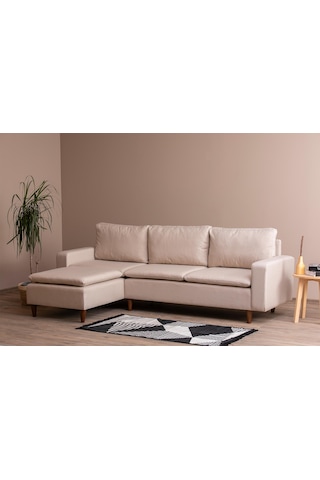 Lungo Modüler Köşe Koltuk Takımı L Koltuk - Krem Keten Krem