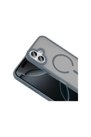 Vendas Apple Uyumlu iPhone 17 Kılıf M-safe Şarj Özellikli Mat Arka Yüzey Zore Sio Kapak + Hayalet Ekran Koruyucu Gri