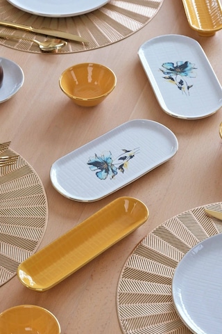 Asya Blue Flower Altın Yaldızlı 32 Parça 6 Kişilik Seramik Kahvaltı Takımı Altın