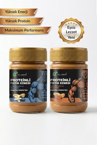 2'li Paket Proteinli Fıstık Ezmesi Karamel Ve Vanilya Fıstık Proteini, Maca Kökü Tozu İle 325 Gr X 2