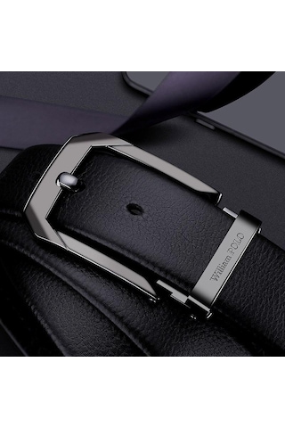 Hakiki Deri Italyan Tokalı Kemer William Polo Deri Kemer Siyah