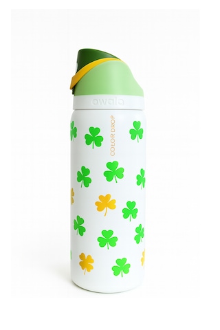 Owala 32 Oz 946 Ml Freesip Desenli Çift Katmanlı Paslanmaz Çelik Termos Kilitli Kapak Beyaz - Yeşil