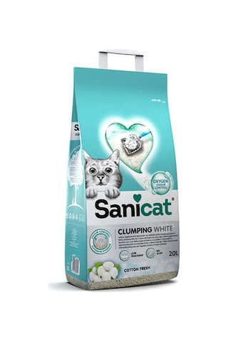 Sanicat Clumping White Cotton Fresh Oksijen Kontrol Emici Bentonit Kedi Kumu 20 L