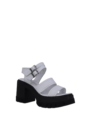 Albishoes Albini 26y10883 Hakiki Deri Topuklu Kadın Sandalet Beyaz
