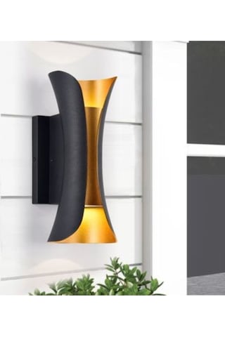 Lugara Sert Plastik Kasa, 10 Watt Gün Işığı Dekoratif Led Aplik, Bahçe, Villa Dış Cephe Armatürü Siyah