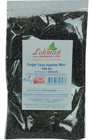 LokmanAvm Mavi Doğal Tane Haşhaş Tohumu 100 G