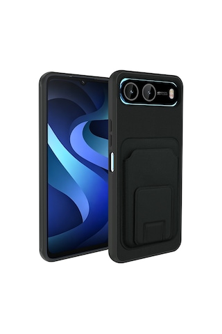 Gpack İnfinix Hot 60i 5g Kılıf Bikart Kartlıklı Standlı Siyah