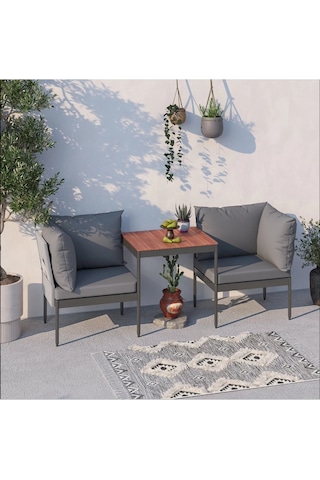 Limni Home Mini Multilounge Bahçe Balkon Mobilyası Şezlong Gri