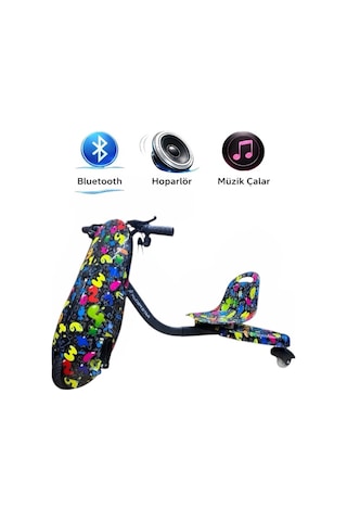 Drift Car Elektrikli Kaykay Drift Scooter Bluetooth Hoparlörlü RS-R1 Colors Numbers Grafiti