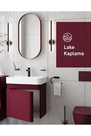 Creavit Colorit Kapaklı Lavabo Dolabı 60 Cm Berry Bordo