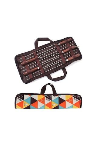 Besthome1 5'li Kamp Fork Seti - Ahşap Saplı Isı Yalıtım - 2cr13 Çelik - Taşınabilir Depo Çantası, Çok Renkli Çok Renkli