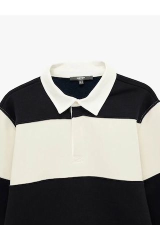 Koton Renk Bloklu Polo Yaka Lacivert Erkek Sweatshirt 6wam70067mk Lacivert