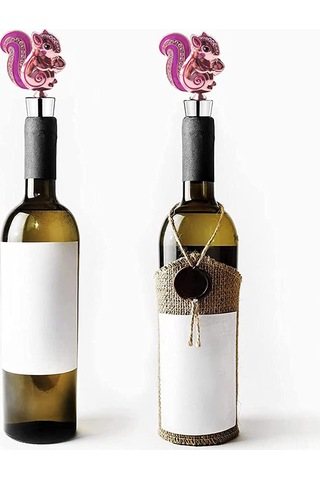 Konesam 2 Adet Metal Sincap Desenli Şarap Şişe Tıkanıcısı - Zinc Alloy Malzeme İle Şarap Tazeliğini Koruyucu Dekoratif Korku