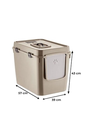 Handor Kapalı Kedi Tuvaleti Xxl 57x39x43 - Bej
