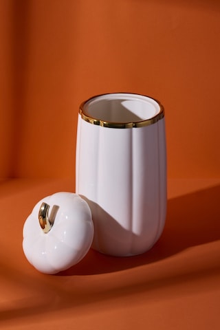 Kabak Porselen Xl Kapaklı Kavanoz 28x13.7 Cm Beyaz