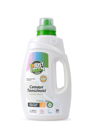 Just Green Organic Renkli Çamaşırlar İçin Doğal Sıvı Deterjan, Hassas Ciltlere Özel Hipoalerjenik & Vegan Çamaşır Deterjanı, 1500 Ml
