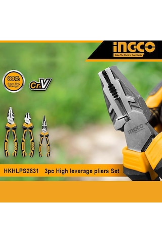 Ingco 3'lü Set Pense, Yan Keski, Kargaburun Pense