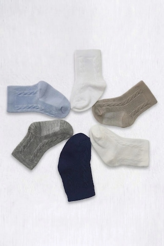 Cocole Socks Erkek Bebek Soket Çorabı Kraft Kutulu 6'lı Set Pamuklu 0-1 Yaş Örgülü Çok Renkli