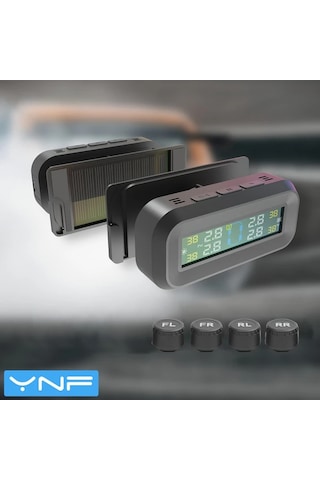 Boatshop1 Ynf Kablosuz Güneş Şarj Ve Lastik Basınç Monitörü Sistemi Siyah 4 Dış Sensör Lcd Ekran Otomatik Ayar Suv Mpv Rv