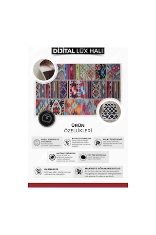 Ky7005 Multi Saçaksız Dijital Oval Halı Kaymaz Yıkanabilir Mutfak Antre Salon Halısı