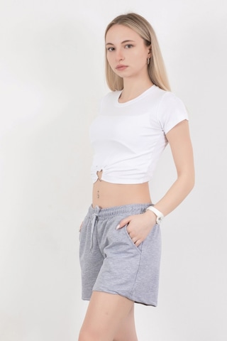 Giysa Kadın Beli Lastikli Bağcıklı Cepli Şort Karmelanj - 25607 Kar Melanj