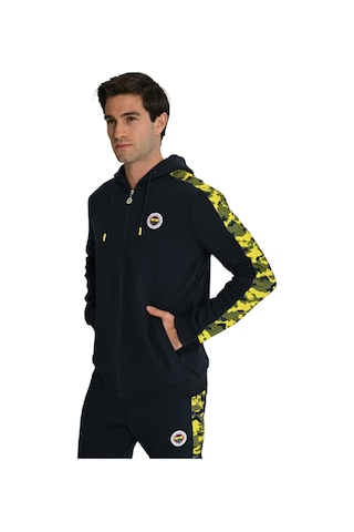 Fenerium Fenerbahçe Lacivert Tribün Lazer Baskılı Kamuflaj Detaylı Erkek Sweatshirt Lacivert