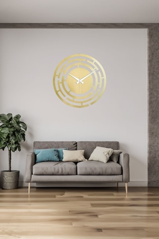 Labirent Model Metal Lazer Kesim Akar Sessiz Mekanizmalı Duvar Saati 40 40 Cm -m003 Gold