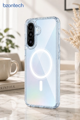 Samsung Galaxy Uyumlu A57 Yumuşak Magsafe Kablosuz Şarj Destekli Şeffaf Kılıf Kamera İçin Yükseltilmiş Çerçeve