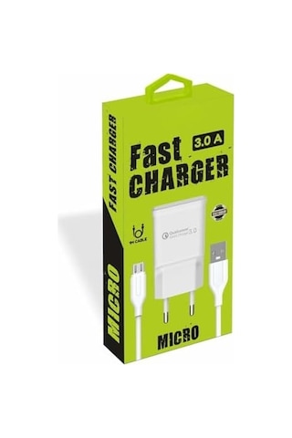 Yetty Fast Charger 3.0 A Qualcomm Adaptör + 1m Micro Usb Kablo Beyaz Yt-40m Yerli Üretim