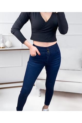 Efnaz Style Yüksel Bel Likralı Kot Pantolon Lacivert