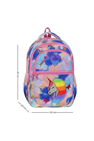 Unicorn Desenli 3 Lü Ortopedik Kız Okul Çantası Seti Okul Çantası+beslenme Çantası+kalemlik Koyu Purple