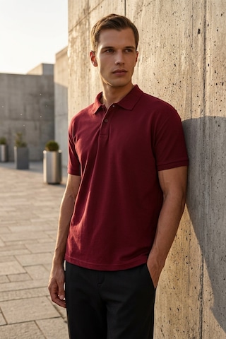 Süvari Slim Fit Düz Baskısız Pike Düğmeli Polo Yaka Nefes Alabilen T-shirt Koyu Bordo