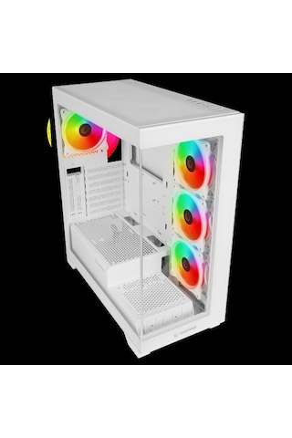 Rampage Hydra V3 Camlı 7 x 12 Cm Rgb Fan Atx Gaming Kasa Whıte