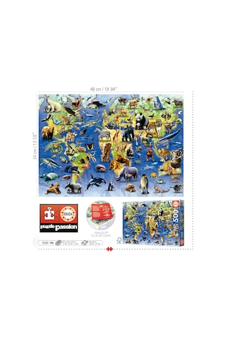Educa 500 Parça Yüz Tehlike Altındaki Hayvan Türü Puzzle - 19908 - One Hundred Endangered Species
