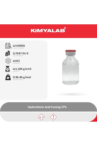 Kimyalab Hidroklorik Asit %37 Hydrochloric Acid Fuming 500 ML