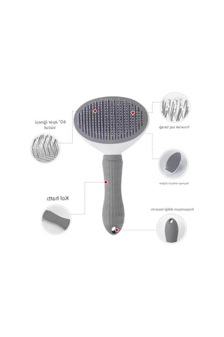 Gri Otomatik Temizlenen Tüy Toplama Tarağı - Ergonomik Ve Cilt Dostu