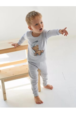 Mami-kids Uzun Kollu Yenidoğan Bebek Pijaması 100023471 Gri