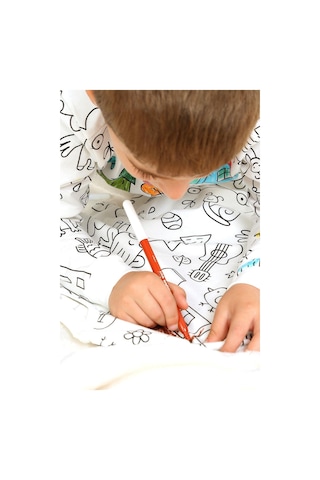 Cantoy Uzun Kollu Kalem Hediye Boyanabilir Erkek Kız Çocuk Pijama Takımı Yıkama Sonrası Leke Bırakmaz Beyaz