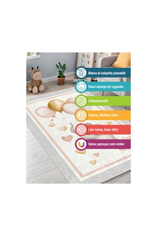 Dijital Baskılı Pamuk Tabanlı Çocuk Halısı Kaymaz, Yumuşak, Makinede Yıkanabilir Çok Renkli 795159840 Çok Renkli