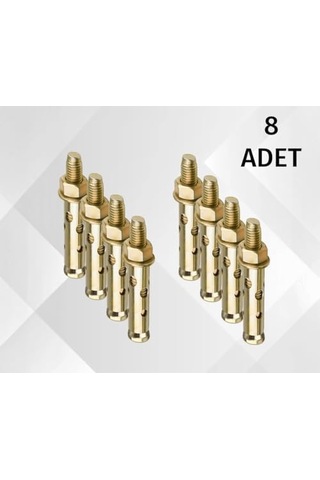 Gömlekli M10 Çelik Dübel Uzunluk 70 Mm 8 Adet Klima, Tv, Raf, Dolap Montaj Güvenli Sabitleme Beyaz