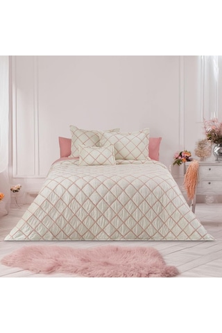 Viola Home Hermes Kadife Çift Kişilik Yatak Örtüsü 250 X 260 Krem
